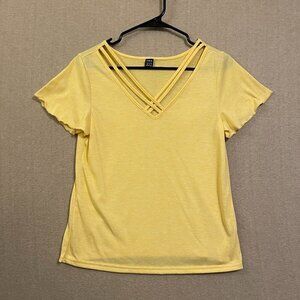 Shein Top Women's XS Yellow Pull Over Short Sleeves